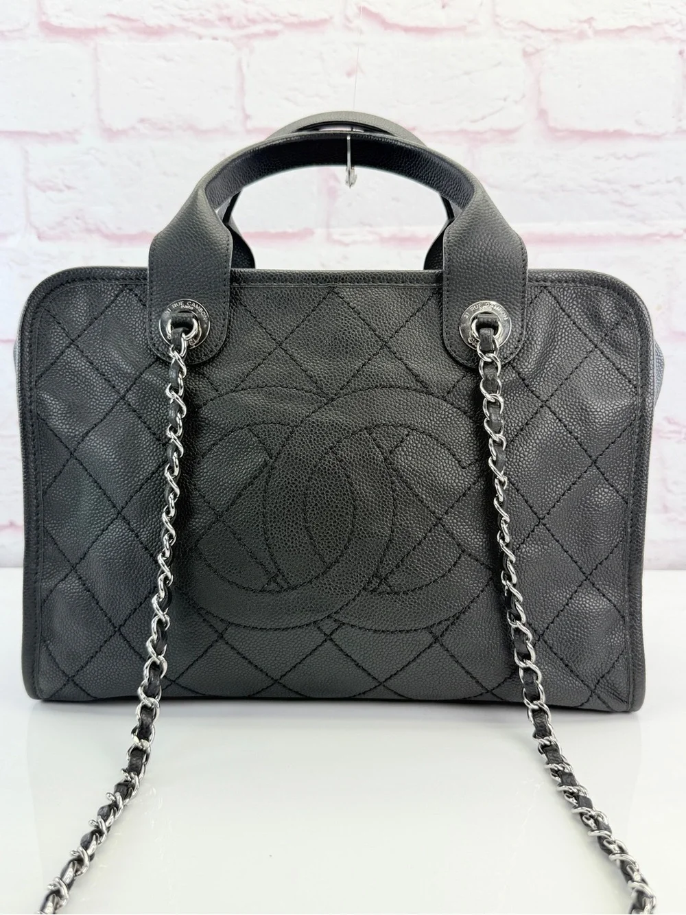 Chanel Deauville Bowling Bag Quilted Caviar Medium